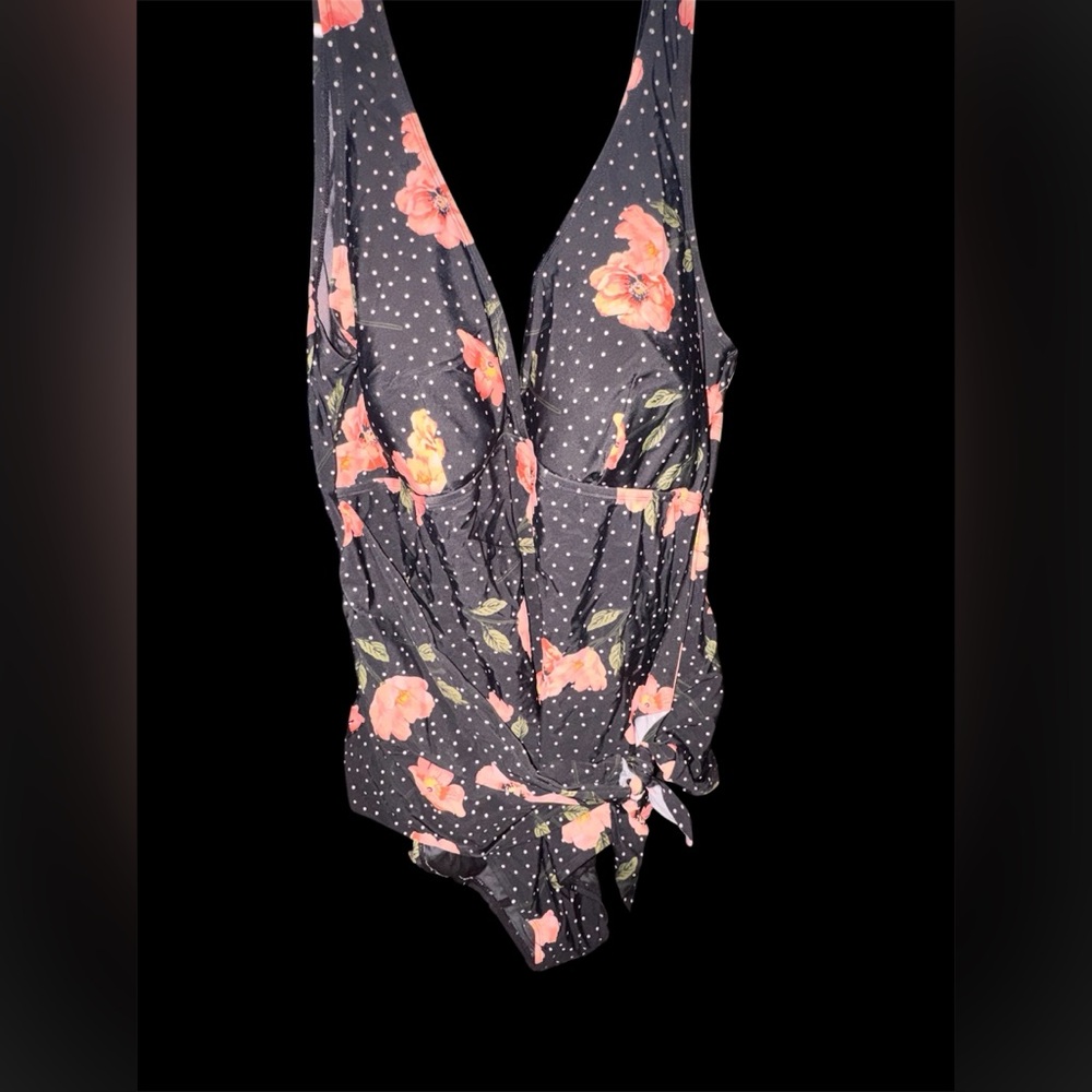 torrid Black Floral Polka Dot One-Piece Swimsuit